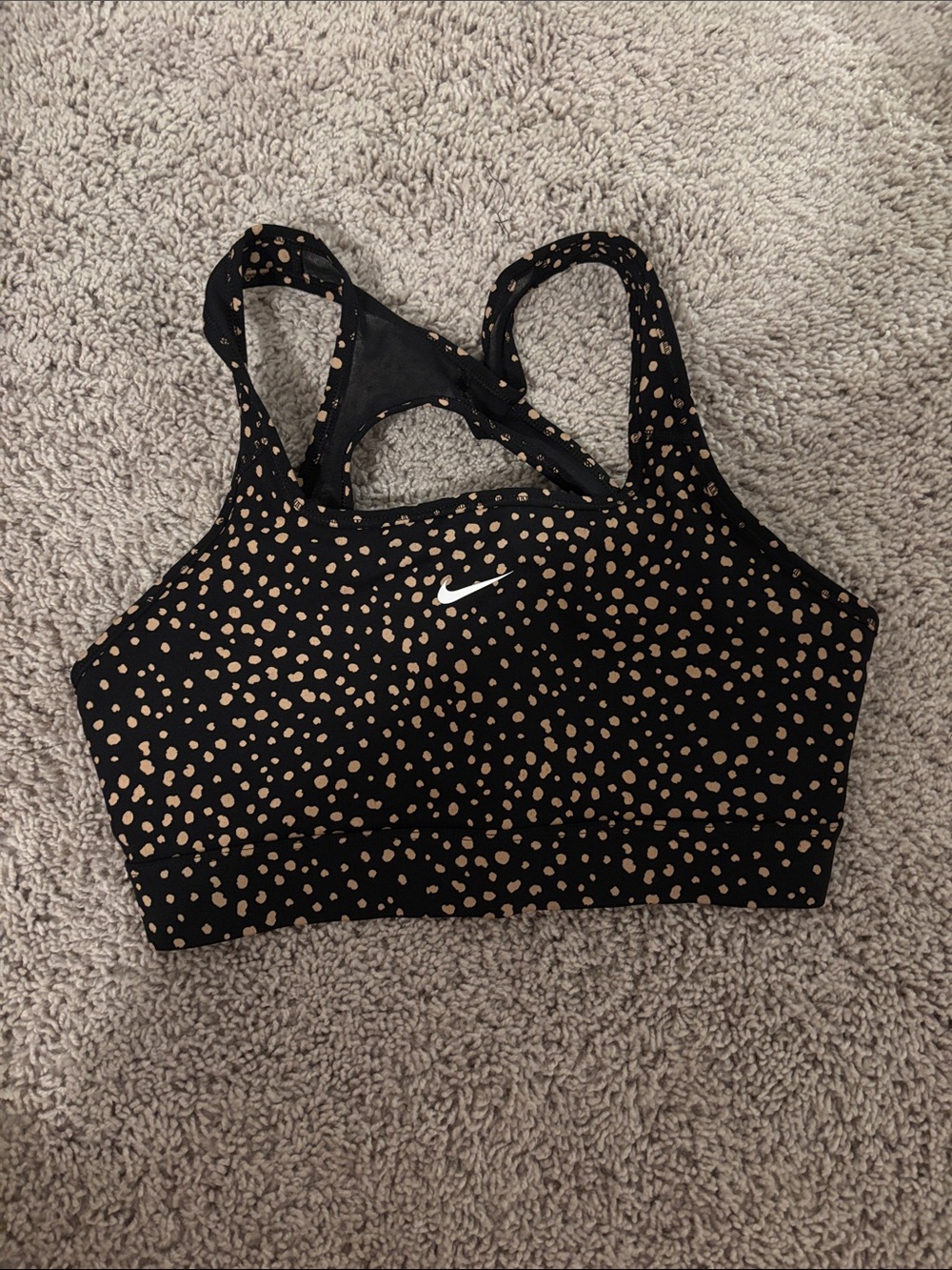 Nike Black Sports Bra with Tan Spot Print
